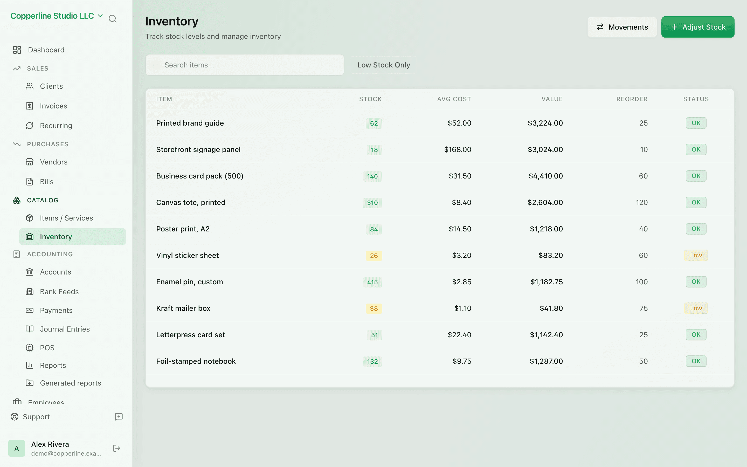 The Inventory screen in Nefin